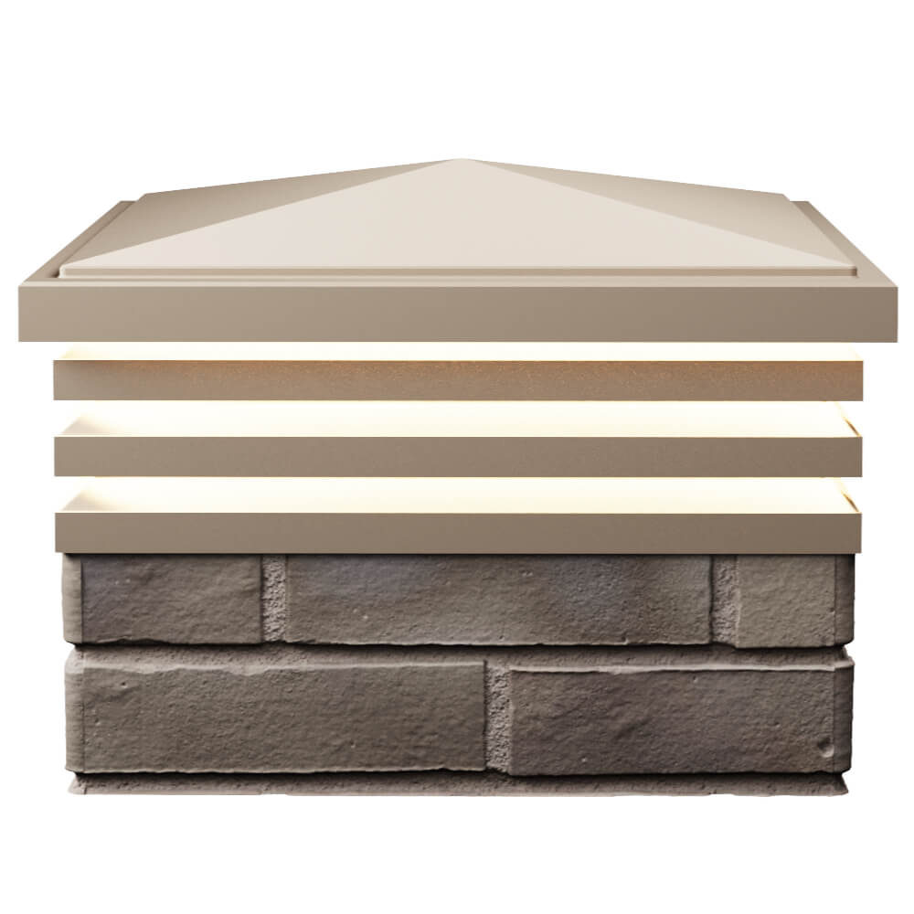 Колпак Zking Бона ХайТек Бежевый на столб 1.5х1.5 кирпича (385х385мм) с подсветкой в Усть-Катаве фото