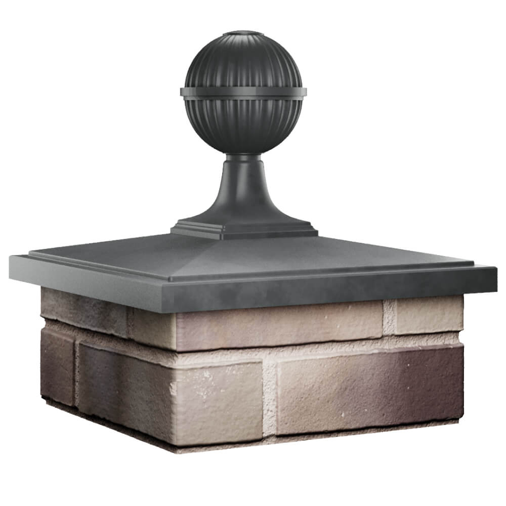 Колпак Zking БонаМоно Серый с шаром на столб 1.5х1.5 кирпича (385х385, 400х400мм) в сборе в Усть-Катаве фото