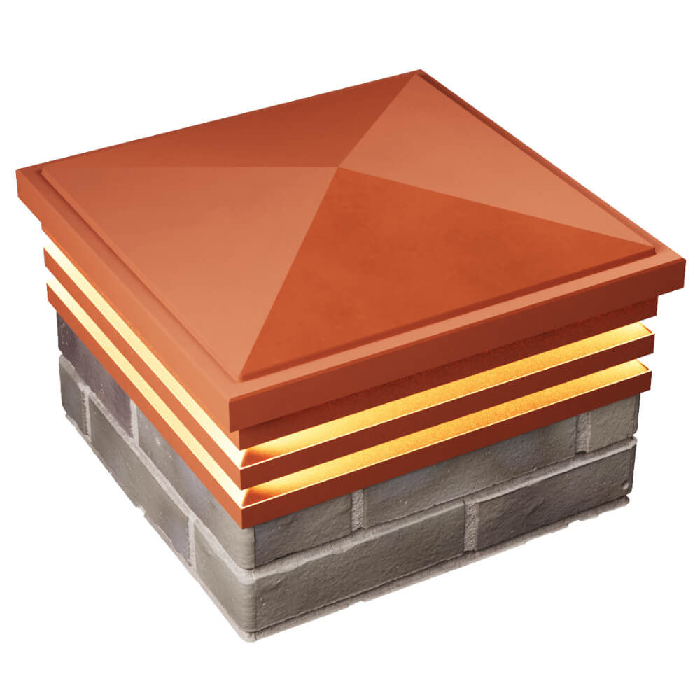 Колпак Zking Бона ХайТек Красный на столб 1.5х1.5 кирпича (385х385мм) с подсветкой в Усть-Катаве фото