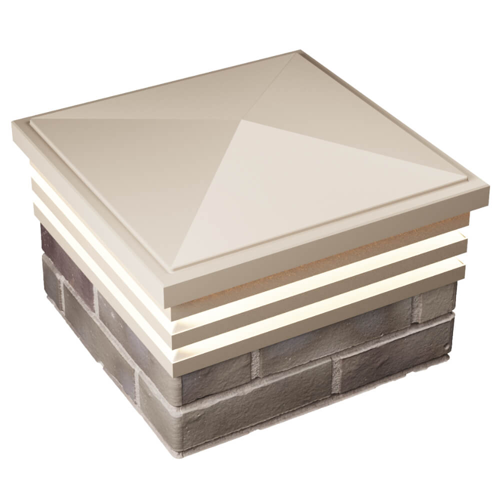 Колпак Zking Бона ХайТек Бежевый на столб 1.5х1.5 кирпича (385х385мм) с подсветкой в Усть-Катаве фото