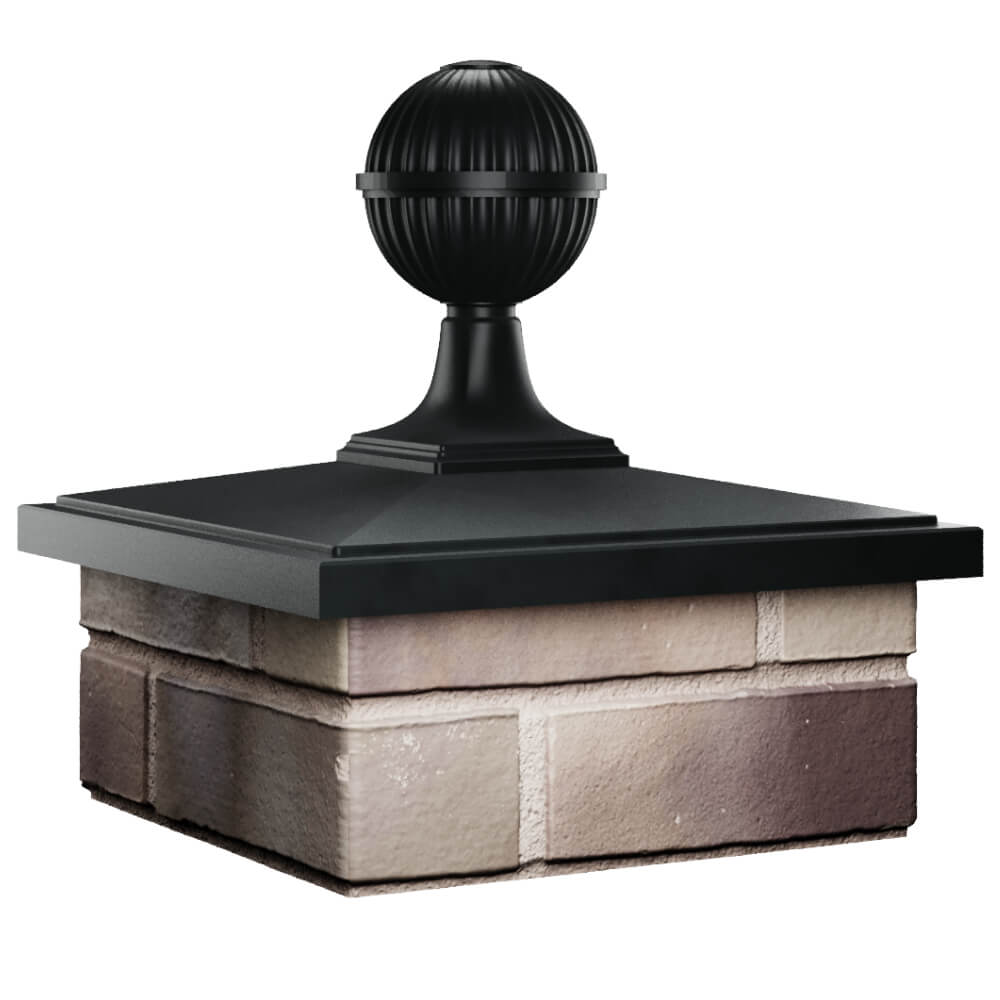 Колпак Zking БонаМоно Черный с шаром на столб 1.5х1.5 кирпича (385х385, 400х400мм) в сборе в Усть-Катаве фото