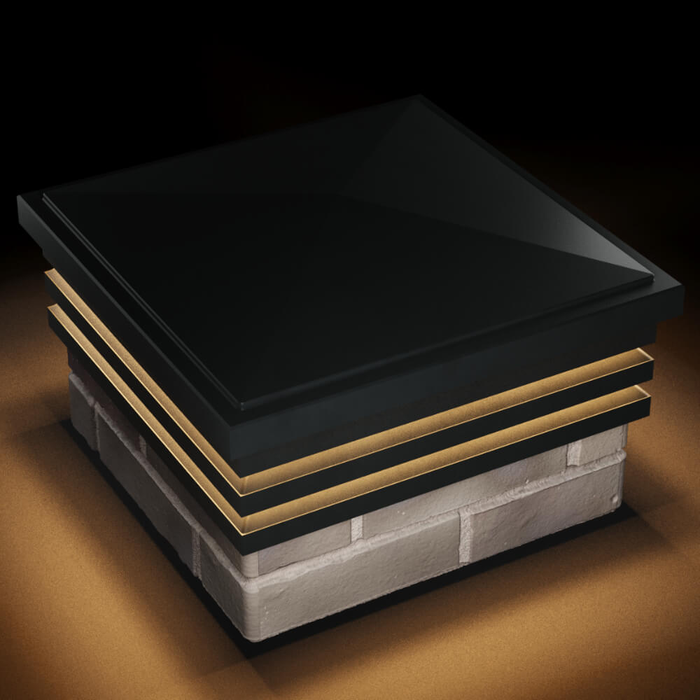 Колпак Zking Бона ХайТек Черный на столб 1.5х1.5 кирпича (385х385мм) с подсветкой в Усть-Катаве фото