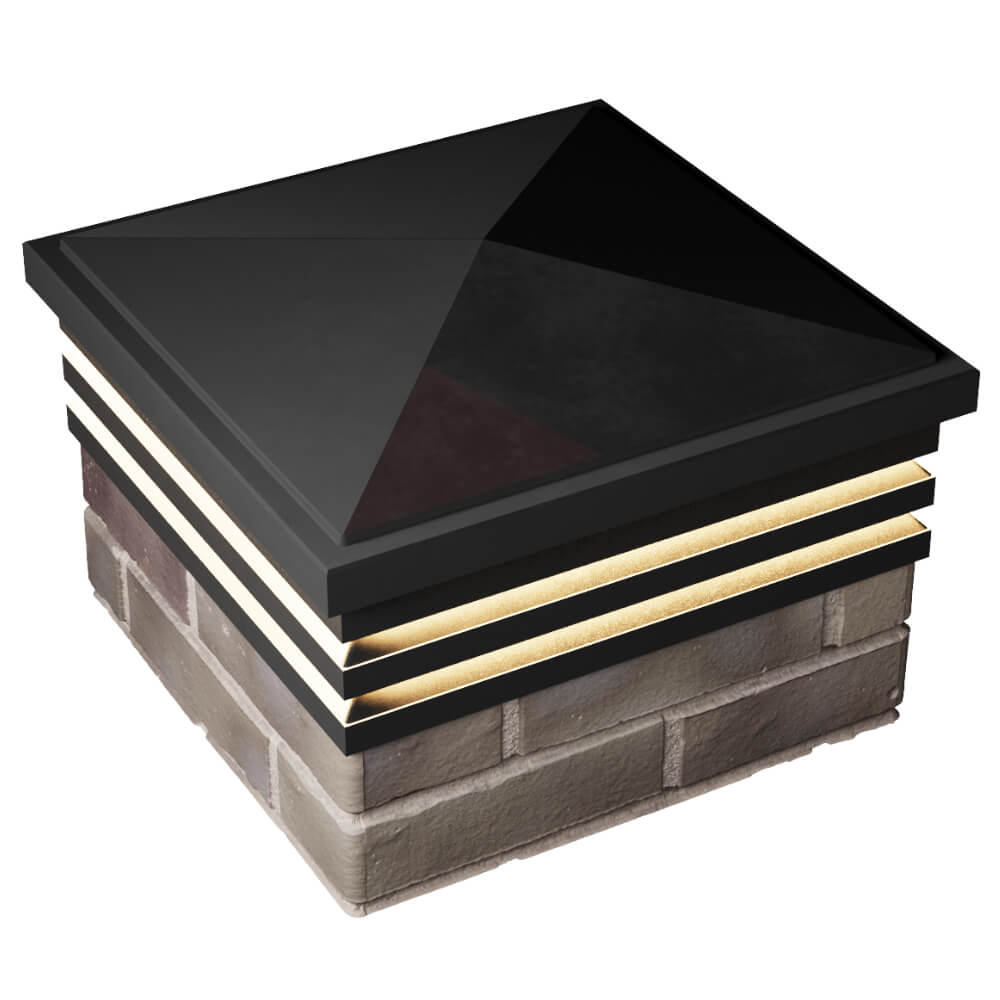 Колпак Zking Бона ХайТек Черный на столб 1.5х1.5 кирпича (385х385мм) с подсветкой в Усть-Катаве фото