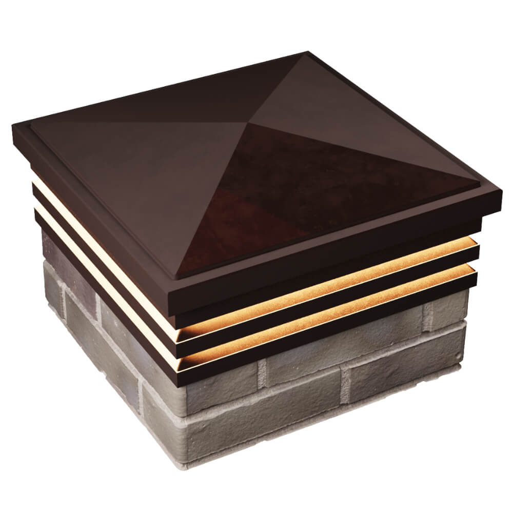 Колпак Zking Бона ХайТек Коричневый на столб 1.5х1.5 кирпича (385х385мм) с подсветкой в Усть-Катаве фото