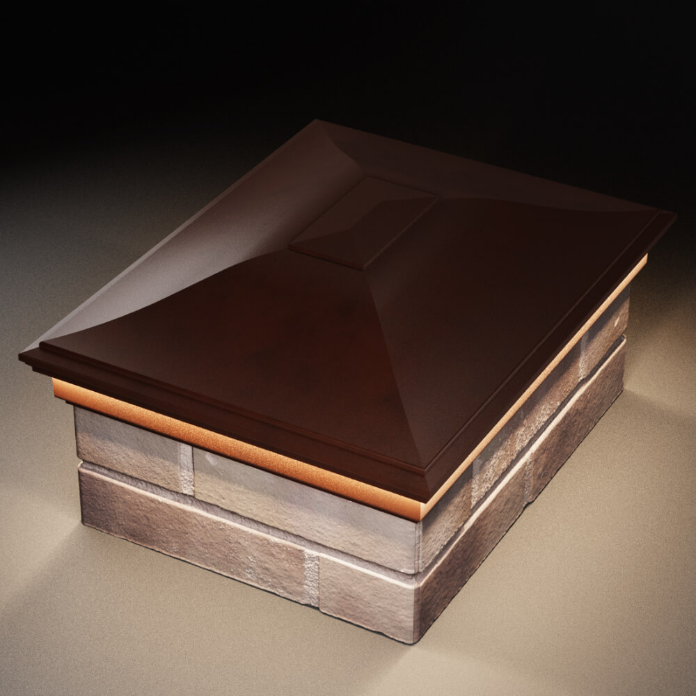 Колпак Zking Монблан Коричневый на столб 2х1.5 кирпича (515х385мм) c подсветкой в Усть-Катаве фото