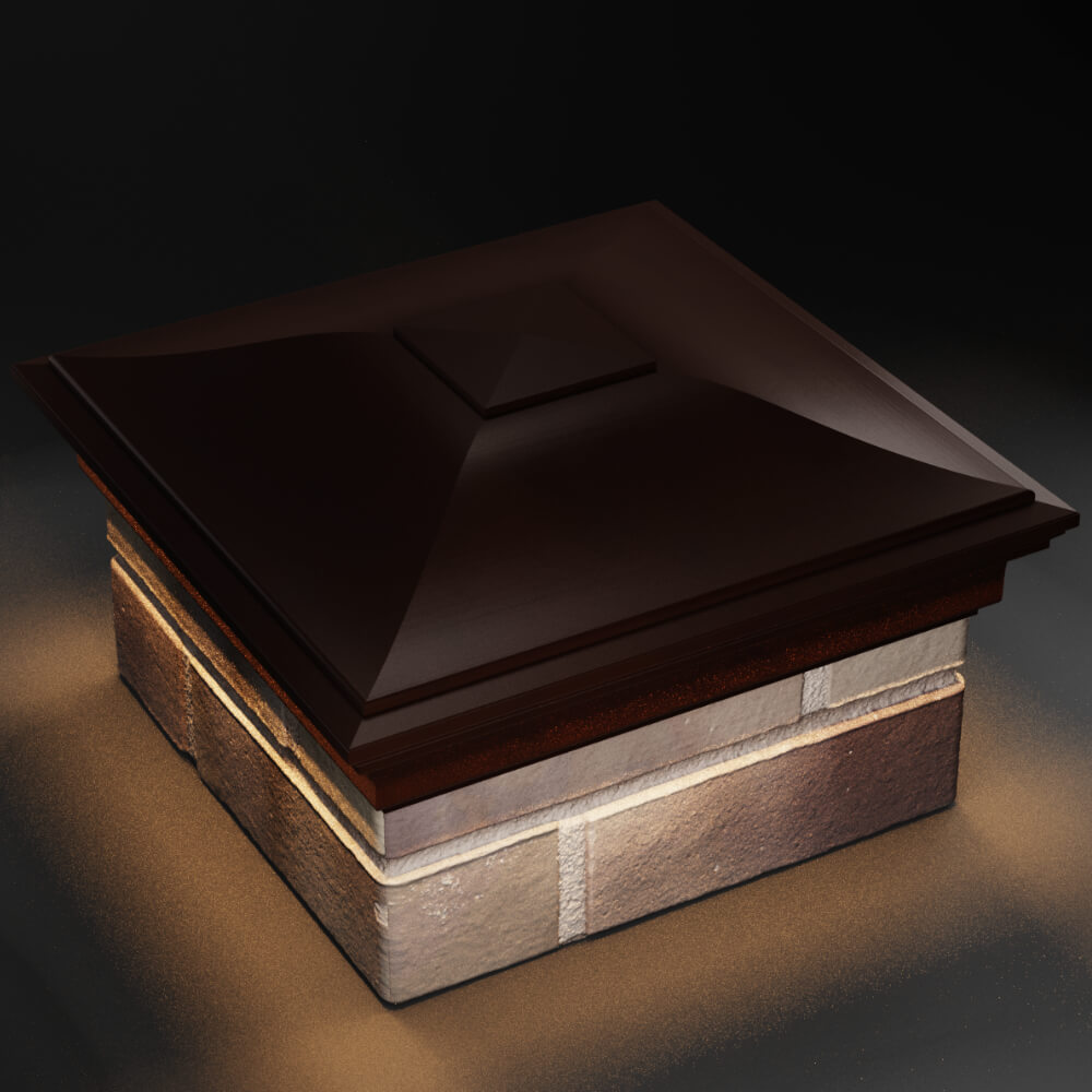 Колпак Zking Монблан Коричневый на столб 1.5х1.5 кирпича (385х385мм) с подсветкой в Усть-Катаве фото