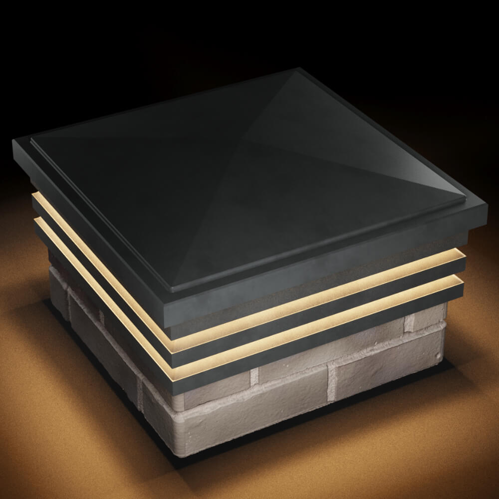 Колпак Zking Бона ХайТек Серый на столб 1.5х1.5 кирпича (385х385мм) с подсветкой в Усть-Катаве фото