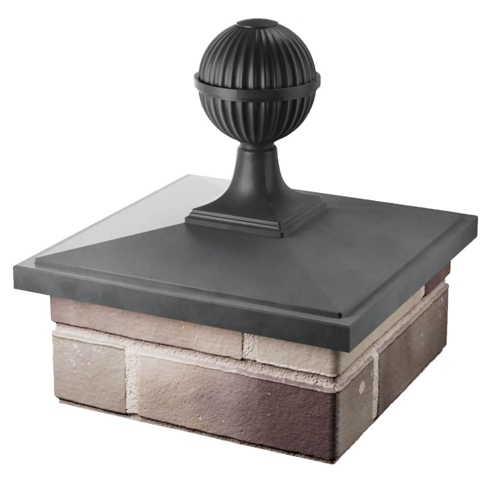 Колпак Zking БонаМоно Серый с шаром на столб 1.5х1.5 кирпича (385х385, 400х400мм) в сборе в Усть-Катаве фото