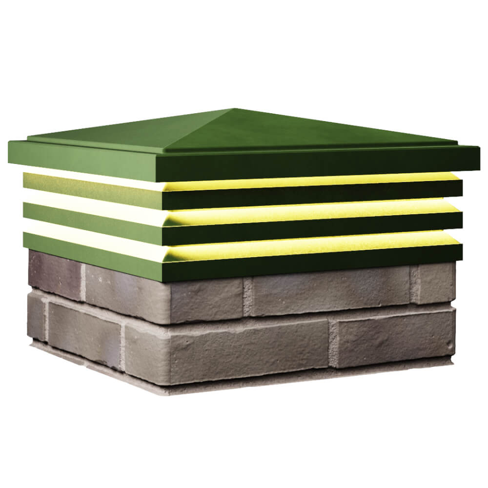 Колпак Zking Бона ХайТек Зеленый на столб 1.5х1.5 кирпича (385х385мм) с подсветкой в Усть-Катаве фото