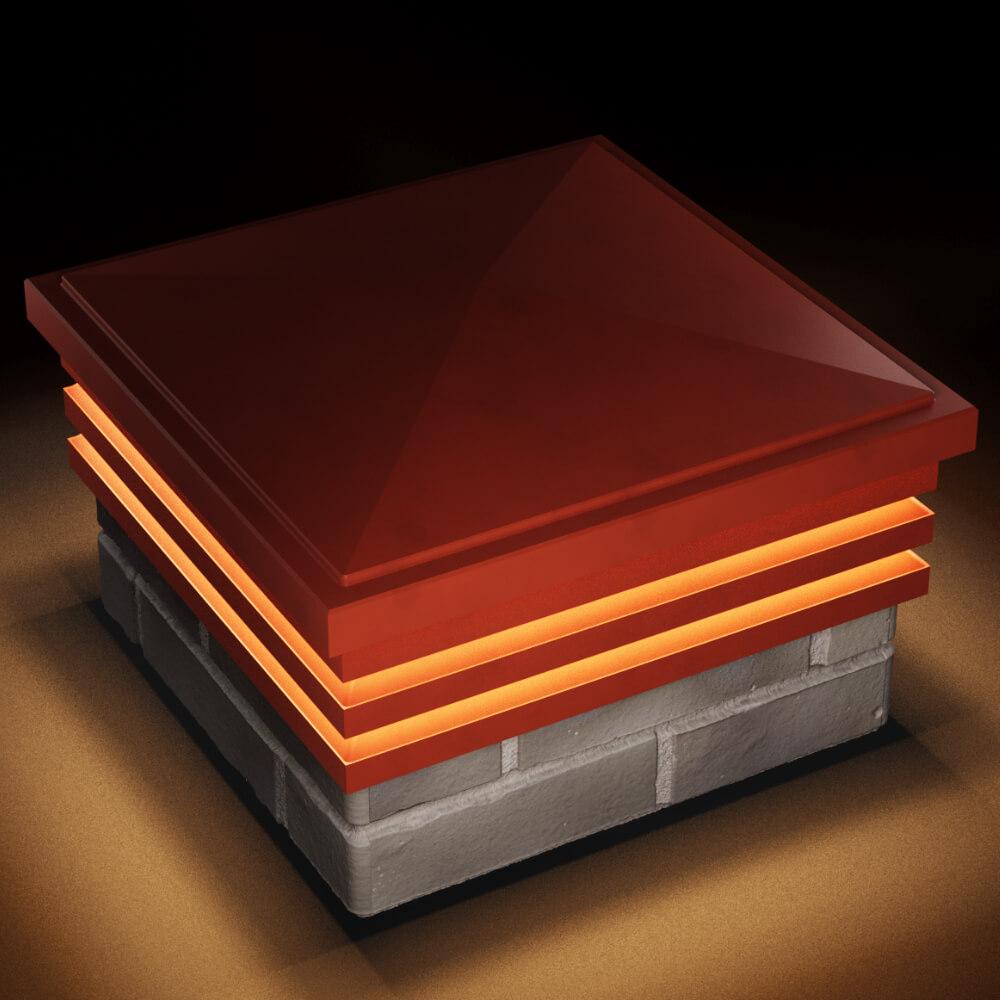 Колпак Zking Бона ХайТек Красный на столб 1.5х1.5 кирпича (385х385мм) с подсветкой в Усть-Катаве фото