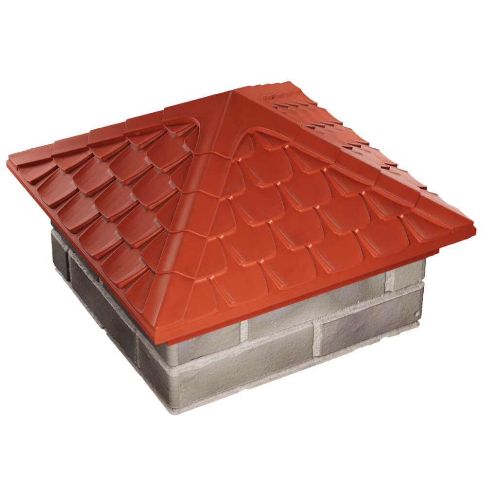 Колпак Zking Эльбрус Красный на столб 1.5х1.5 кирпича (385х385мм) в Усть-Катаве фото