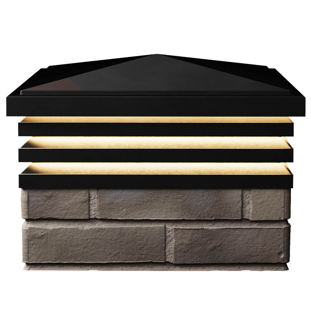 Колпак Zking Бона ХайТек Черный на столб 1.5х1.5 кирпича (385х385мм) с подсветкой в Усть-Катаве фото