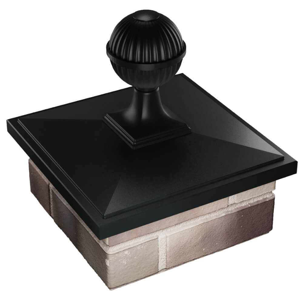 Колпак Zking БонаМоно Черный с шаром на столб 1.5х1.5 кирпича (385х385, 400х400мм) в сборе в Усть-Катаве фото