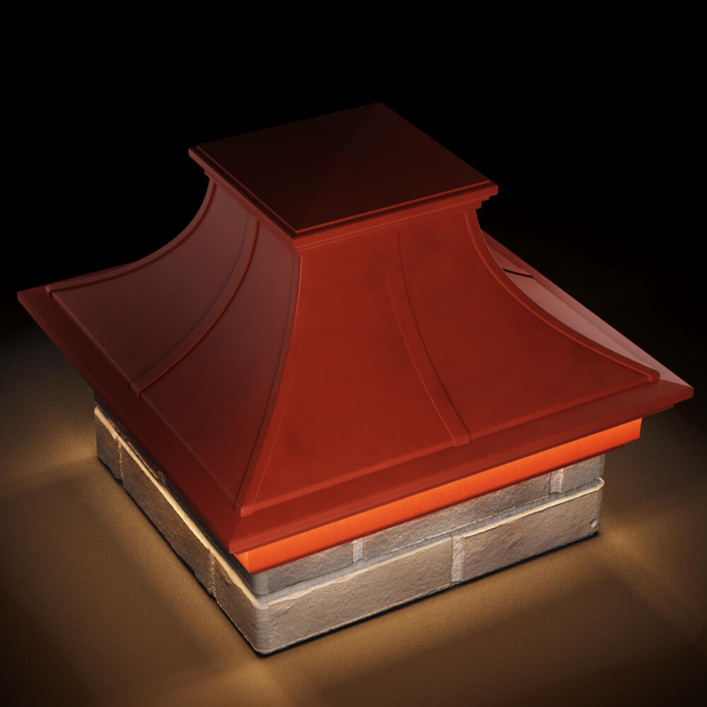Колпак Zking Монблан Премиум Красный на столб 1.5х1.5 кирпича (385х385мм) с подсветкой в Усть-Катаве фото