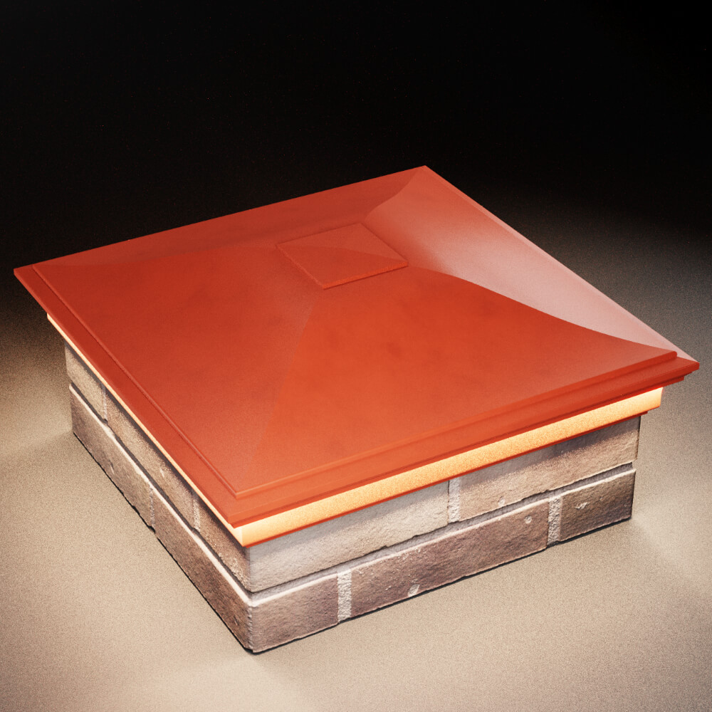 Колпак Zking Монблан Красный на столб 2х2 кирпича (515х515мм) c подсветкой в Усть-Катаве фото