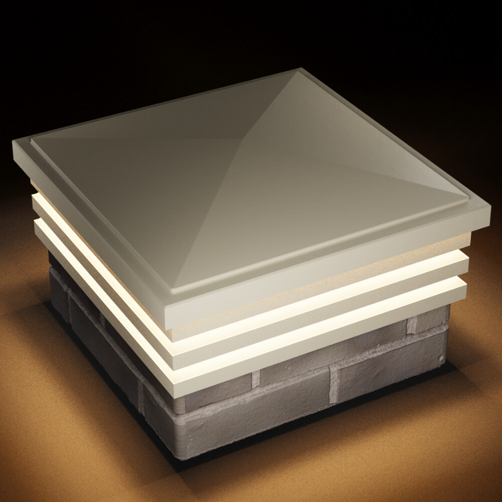 Колпак Zking Бона ХайТек Бежевый на столб 1.5х1.5 кирпича (385х385мм) с подсветкой в Усть-Катаве фото