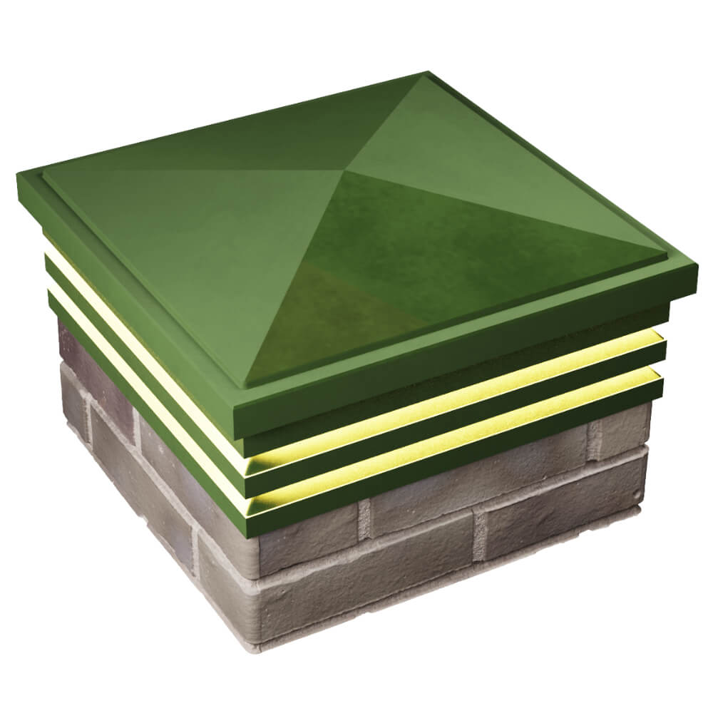 Колпак Zking Бона ХайТек Зеленый на столб 1.5х1.5 кирпича (385х385мм) с подсветкой в Усть-Катаве фото