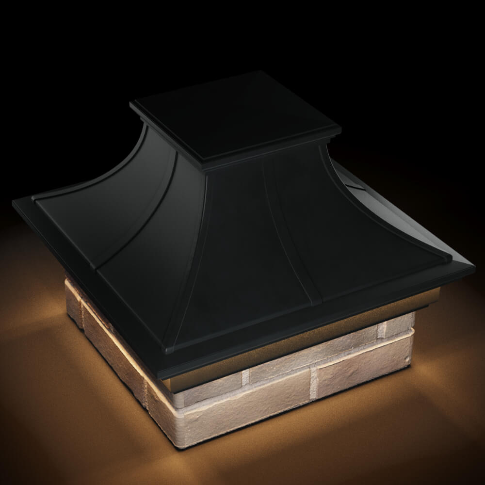 Колпак Zking Монблан Премиум Черный на столб 1.5х1.5 кирпича (385х385мм) с подсветкой в Усть-Катаве фото