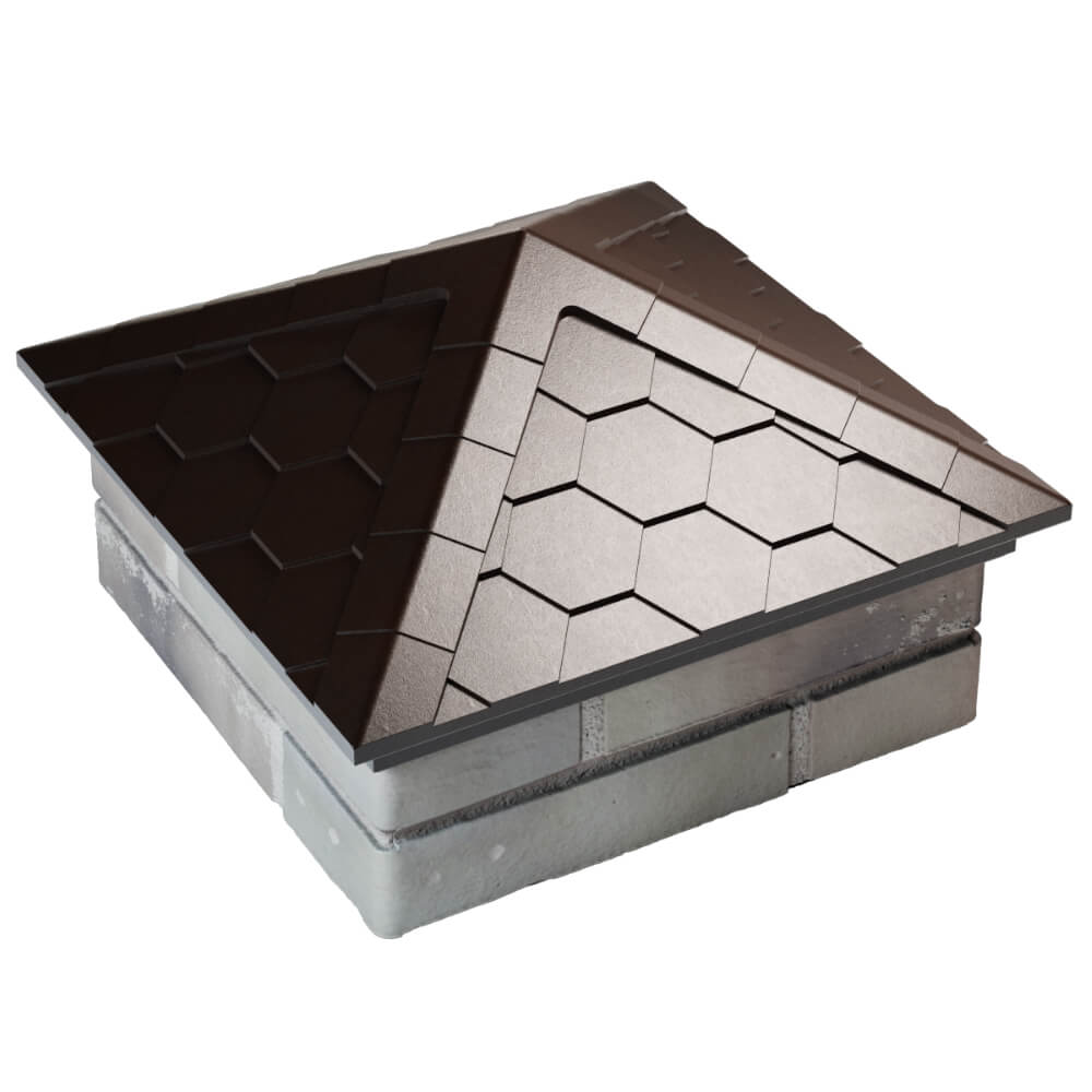 Колпак Zking Эверест Коричневый на столб 1.5х1.5 кирпича (390х390мм) в Усть-Катаве фото