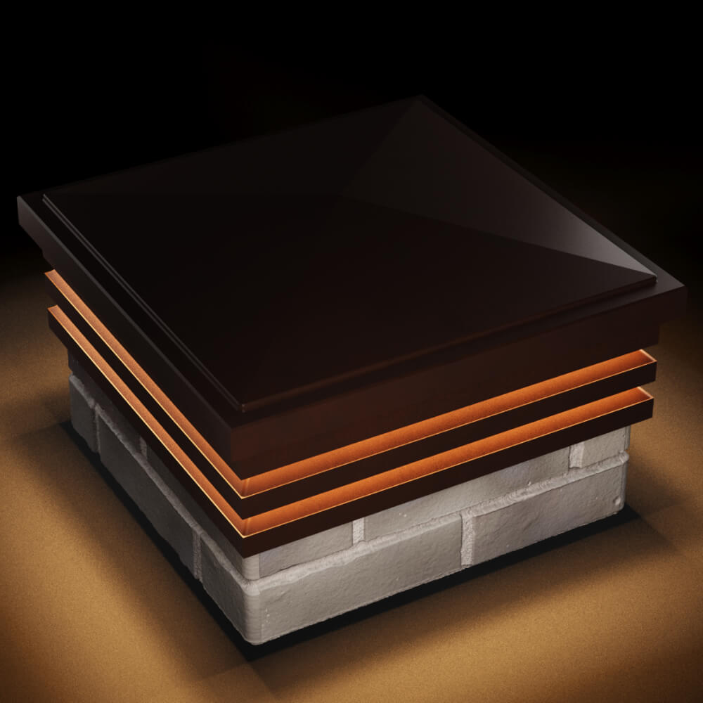 Колпак Zking Бона ХайТек Коричневый на столб 1.5х1.5 кирпича (385х385мм) с подсветкой в Усть-Катаве фото