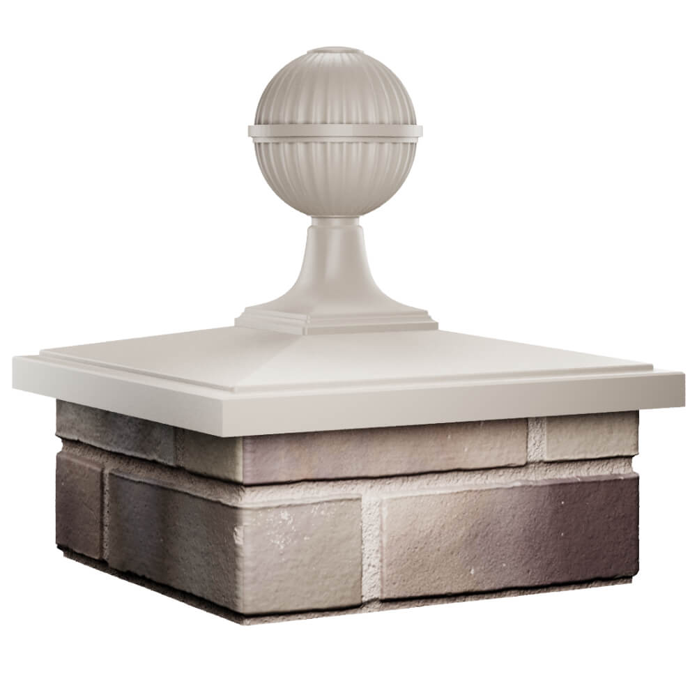 Колпак Zking БонаМоно Бежевый с шаром на столб 1.5х1.5 кирпича (385х385, 400х400мм) в сборе в Усть-Катаве фото