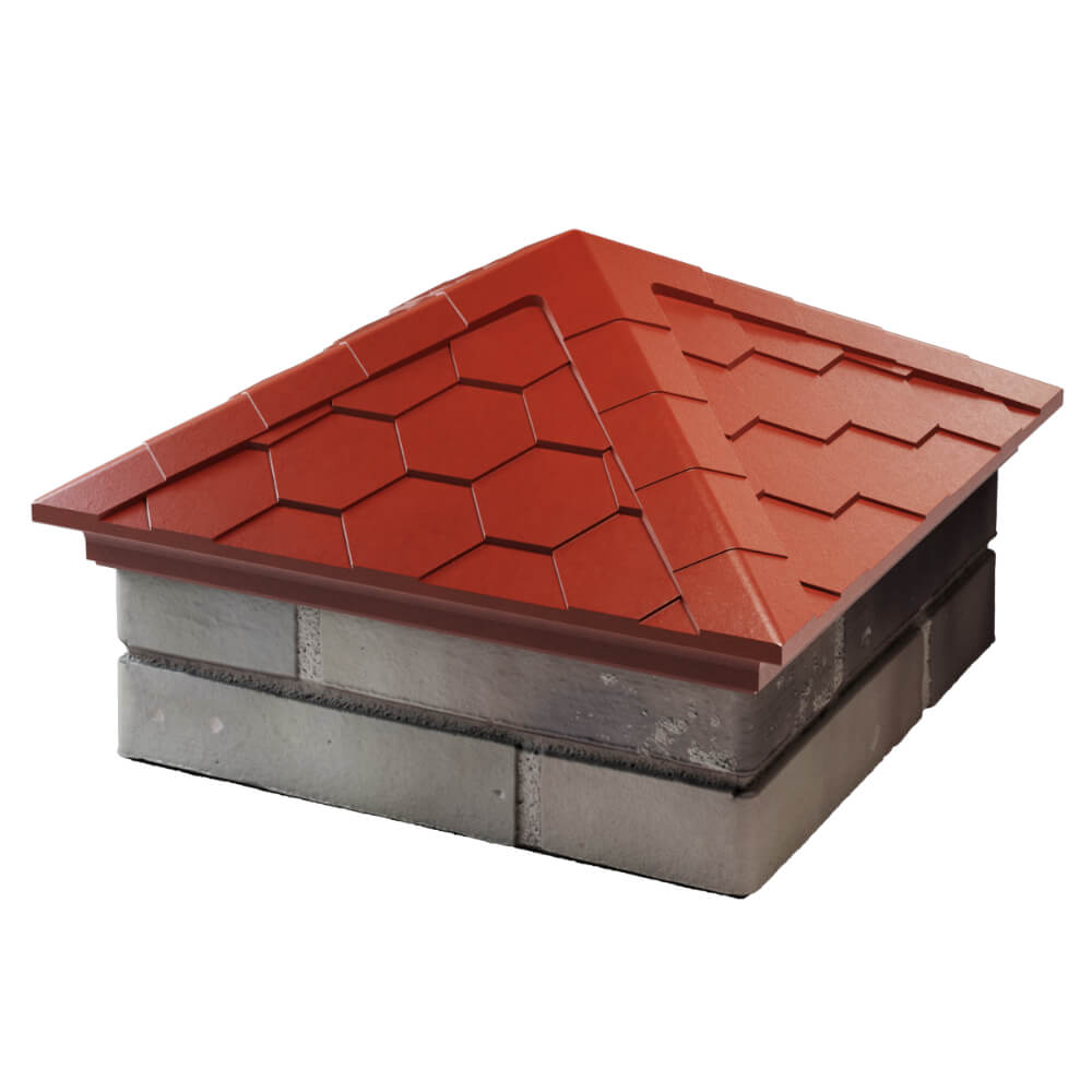 Колпак Zking Эверест Красный на столб 1.5х1.5 кирпича (390х390мм) в Усть-Катаве фото