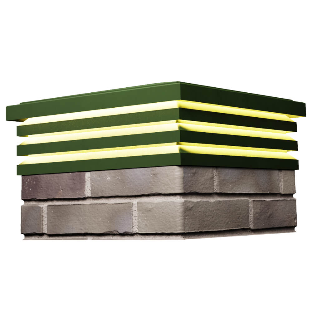 Колпак Zking Бона ХайТек Зеленый на столб 1.5х1.5 кирпича (385х385мм) с подсветкой в Усть-Катаве фото