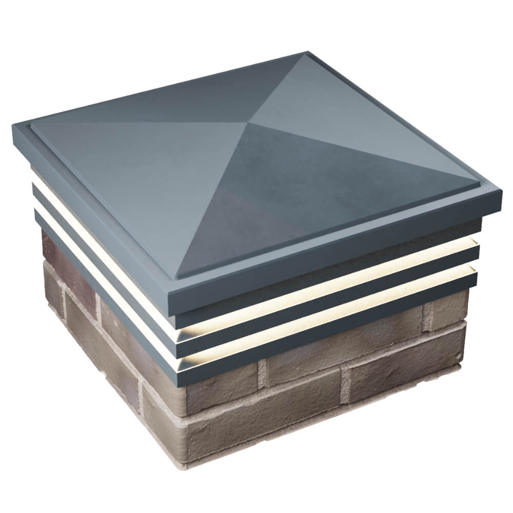 Колпак Zking Бона ХайТек Серый на столб 1.5х1.5 кирпича (385х385мм) с подсветкой в Усть-Катаве фото