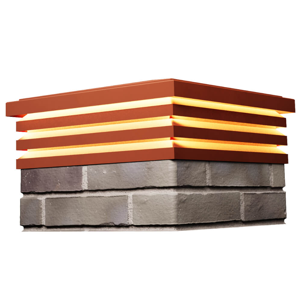 Колпак Zking Бона ХайТек Красный на столб 1.5х1.5 кирпича (385х385мм) с подсветкой в Усть-Катаве фото