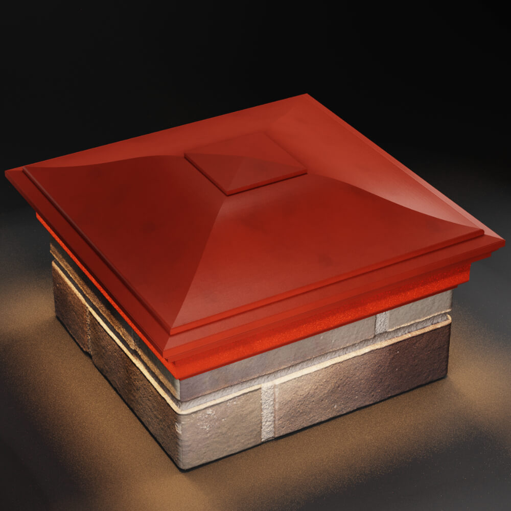 Колпак Zking Монблан Красный на столб 1.5х1.5 кирпича (385х385мм) с подсветкой в Усть-Катаве фото