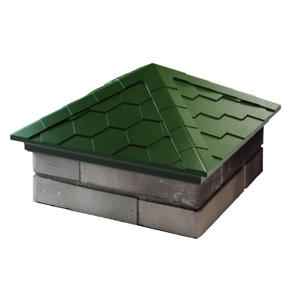 Колпак Zking Эверест Зеленый на столб 1.5х1.5 кирпича (390х390мм) в Усть-Катаве фото