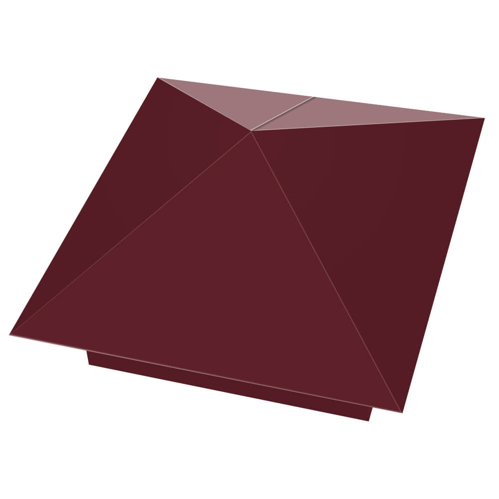 Колпак металлический 390х390мм RAL3005 Красное Вино заборный Усть-Катав фото