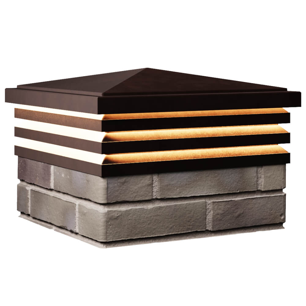 Колпак Zking Бона ХайТек Коричневый на столб 1.5х1.5 кирпича (385х385мм) с подсветкой в Усть-Катаве фото