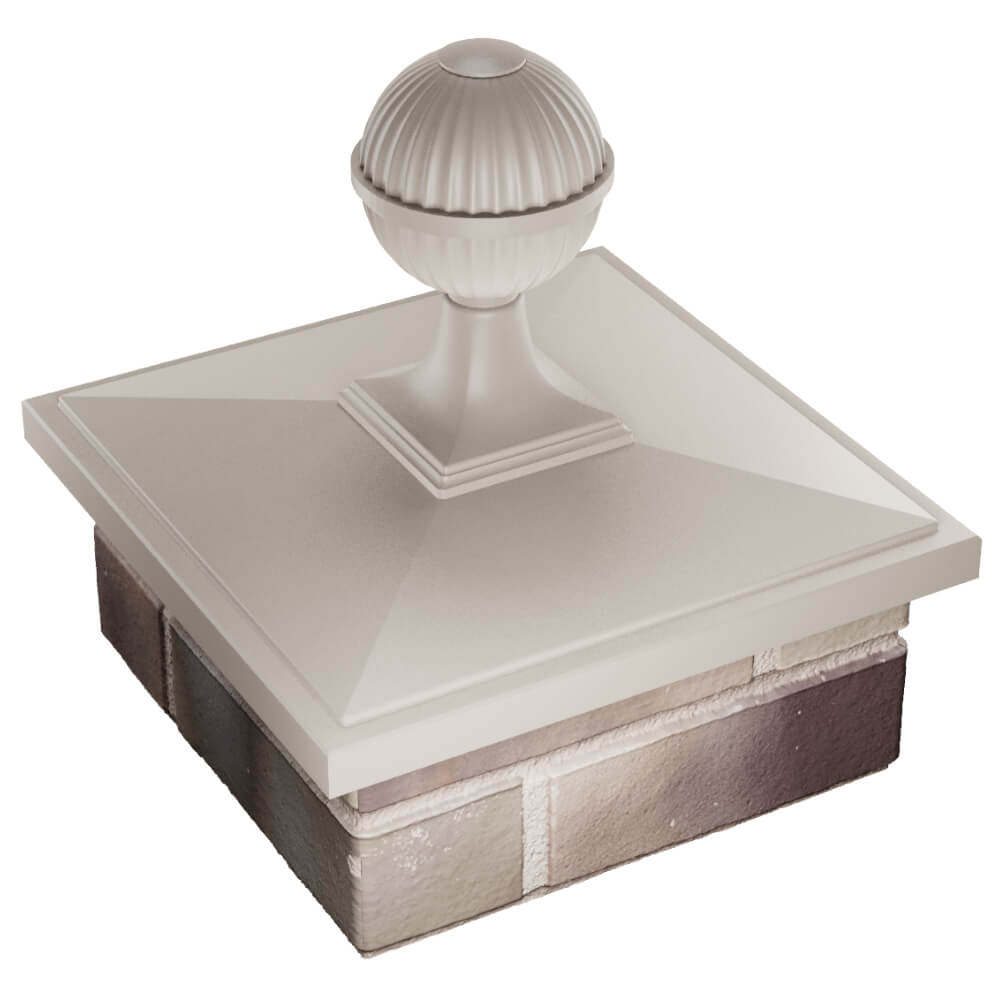 Колпак Zking БонаМоно Бежевый с шаром на столб 1.5х1.5 кирпича (385х385, 400х400мм) в сборе в Усть-Катаве фото