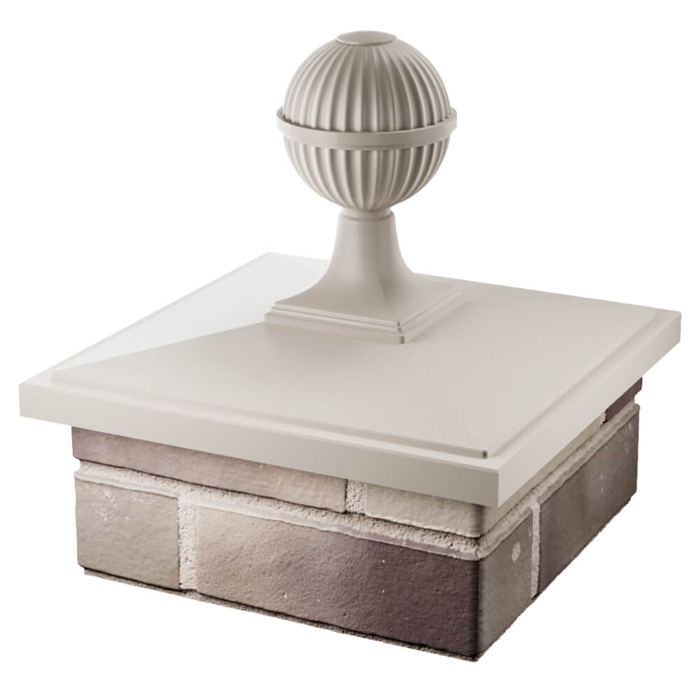 Колпак Zking БонаМоно Бежевый с шаром на столб 1.5х1.5 кирпича (385х385, 400х400мм) в сборе в Усть-Катаве фото