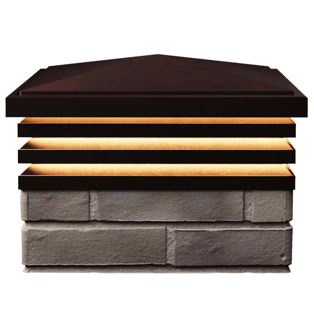 Колпак Zking Бона ХайТек Коричневый на столб 1.5х1.5 кирпича (385х385мм) с подсветкой в Усть-Катаве фото
